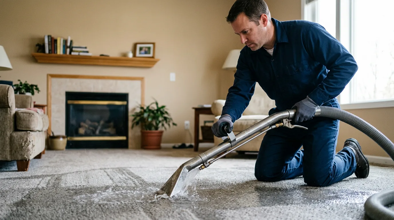 Water damage restoration technician working near Hellier, KY